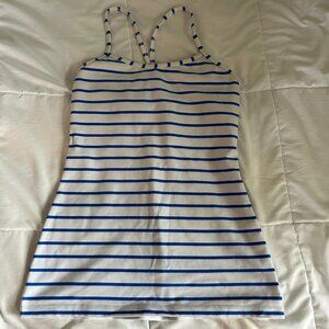 White and Blue striped Lululemon tank top
